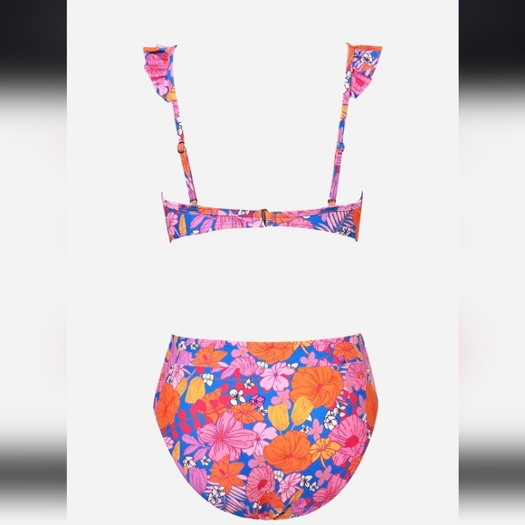 Cupshe Floral Rufled Bralette & High Waist Bikini Set L - Picture 5 of 16